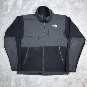 The North Face Denali Fleece Jacket Mens Medium Black Gray Polartec Full Zip